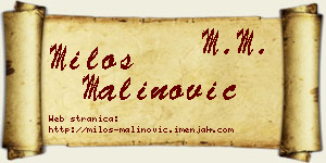 Miloš Malinović vizit kartica